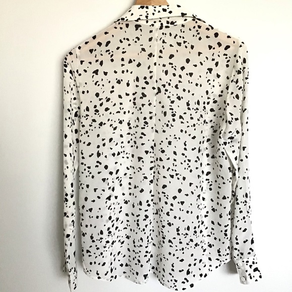 EUC CLUB MONACO DALMATIAN PRINT 100% SILK SHIRT - Picture 7 of 9